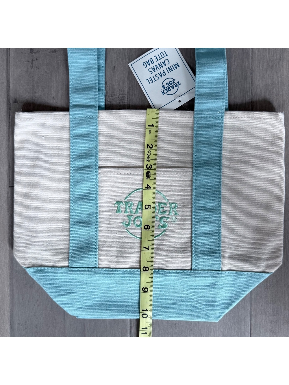 Trader Joe's Mini Pastel Canvas Tote Bag - Light Blue - Picture 2 of 6